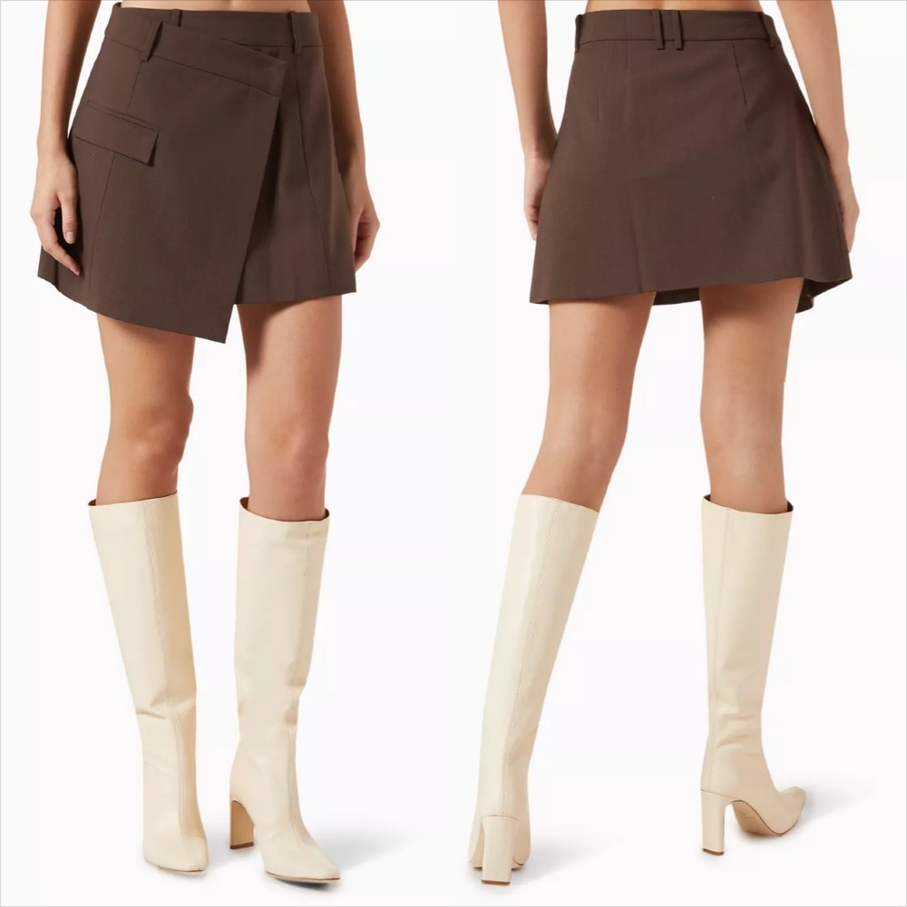 Anna Quan Cora asymmetrical WOOL BLEND skirt charcoal brown FINAL PRICE